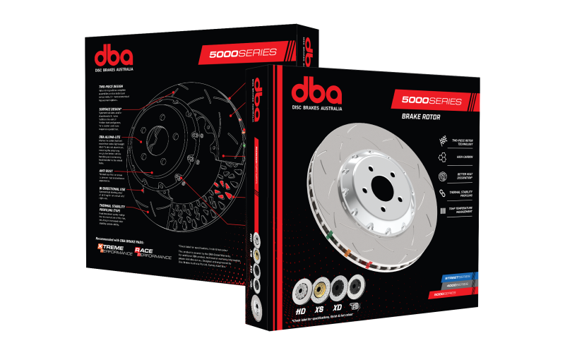 DBA 97-04 Corvette C5/C6 Front Slotted 5000 Series 2 Piece Rotor Assembled w/ Black Hat