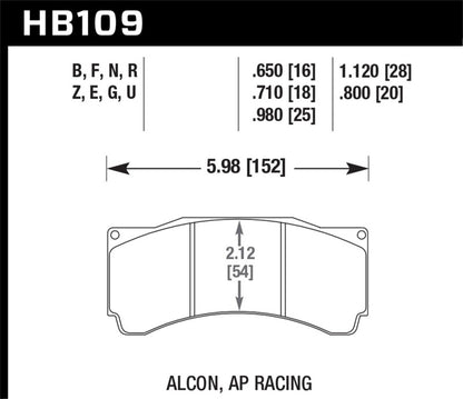 Hawk AP Racing Alcon DTC-60 Race Brake Pads