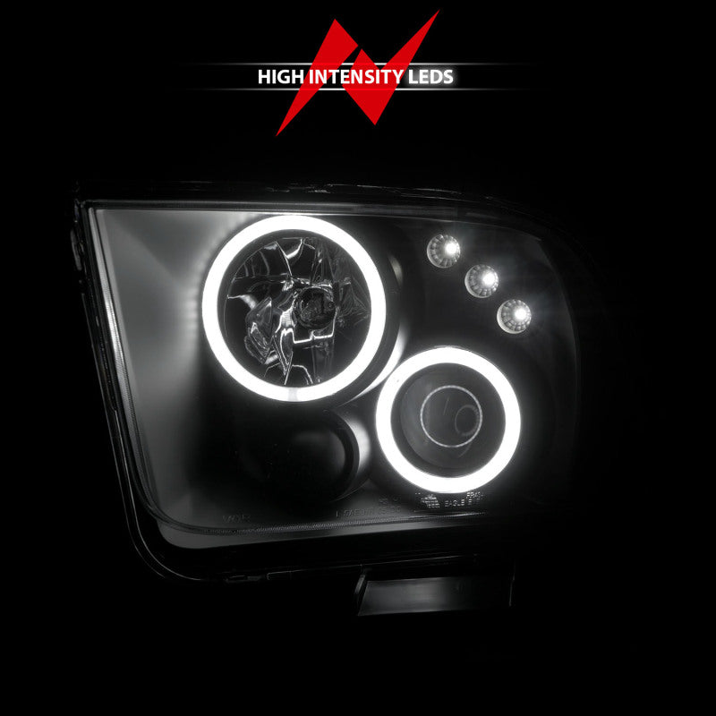 ANZO 2005-2009 Ford Mustang Projector Headlights w/ Halo Black