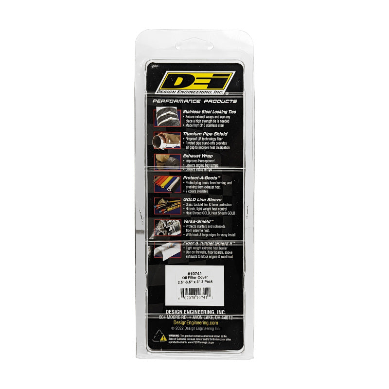 DEI Oil Filter Heat Shield 2.5in x 3.5in x 3in - 3 Pack