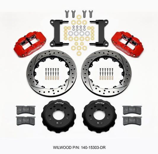 Wilwood Narrow Superlite 6R Front Hat Kit 13.06 Drilled Red 63-87 C10 w/ Wilwood Pro Spindles