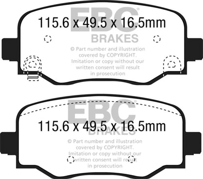 EBC 15+ Fiat 500X 1.4 Turbo Ultimax2 Rear Brake Pads