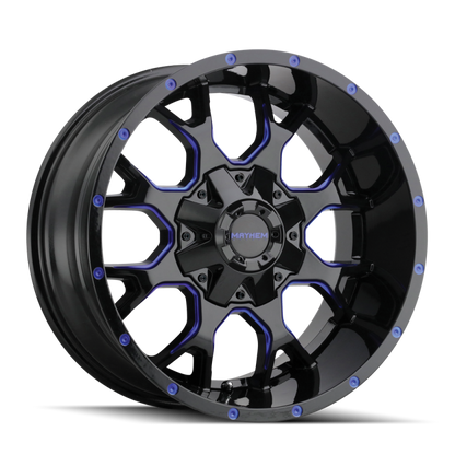 Mayhem 8015 Warrior 20x9 / 8x165.1 BP / 0mm Offset / 130.8mm Hub Black w/ Prism Blue Wheel