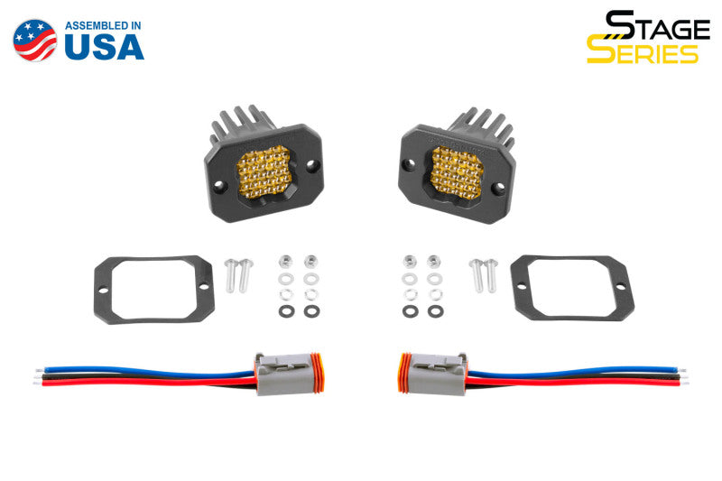 Diode Dynamics Stage Series C1 LED Pod Sport - Yellow Flood Flush ABL (Pair)