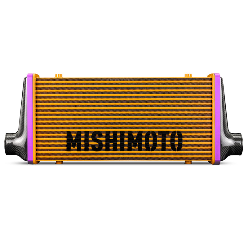 Mishimoto Universal Carbon Fiber Intercooler - Gloss Tanks - 450mm Black Core - C-Flow - BK V-Band