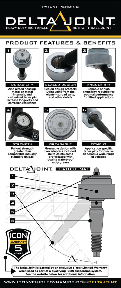 ICON 2007+ Toyota FJ / 2003+ Toyota 4Runner / 2008+ Toyota LC200 Delta Joint Kit