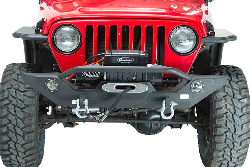 Fishbone Offroad 87-06 Jeep TJ/YJ Wrangler TJ/YJ Steel Front Bumper W/LEDs - Blk Textured Powercoat