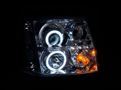 ANZO 2003-2006 Cadillac Escalade Projector Headlights w/ Halo Chrome (CCFL) (HID Compatible)