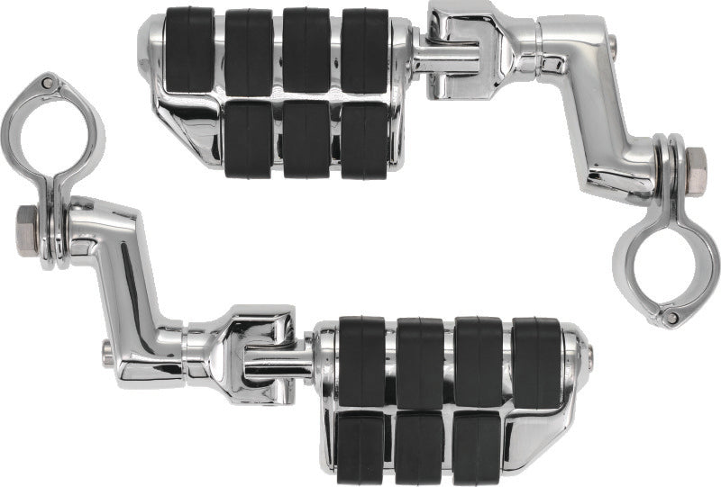 Kuryakyn Dually ISO Offset Highway Pegs With 1-1/4inch Clamp Chrome (Pair)