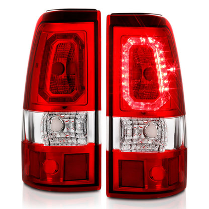 ANZO 2003-2006 Chevy Silverado 1500 LED Taillights Plank Style Chrome With Red/Clear Lens