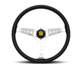 Momo California Steering Wheel 360 mm - Black Leather/White Stitch/Polished Spokes