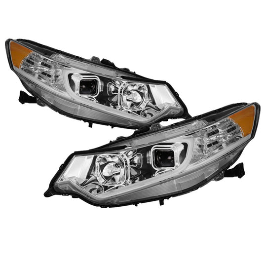 xTune 09-14 Acura TSX Projector Headlights - Light Bar DRL - Chrome (PRO-JH-ATSX09-LB-C)