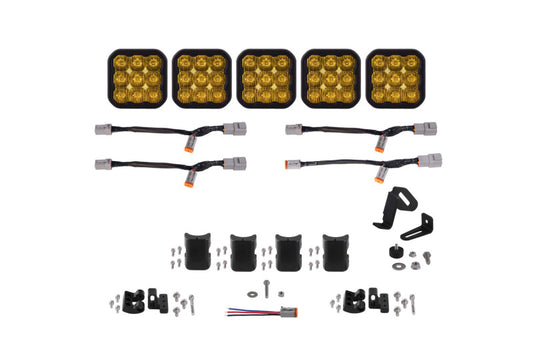 Diode Dynamics SS5 Pro Universal CrossLink 5-Pod Lightbar - Yellow Driving