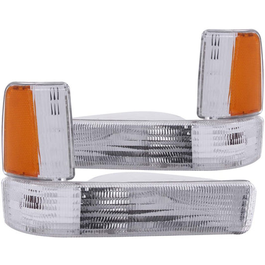 ANZO 1991-1996 Dodge Dakota Euro Parking Lights Chrome w/ Amber Reflector