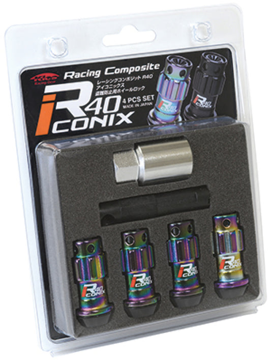 Project Kics 12X1.50 R40 Iconix Neochrome Lug Nut Lock Set - 4