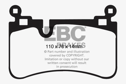 EBC 08-13 Mercedes-Benz C63 AMG (W204) 6.2 Yellowstuff Rear Brake Pads