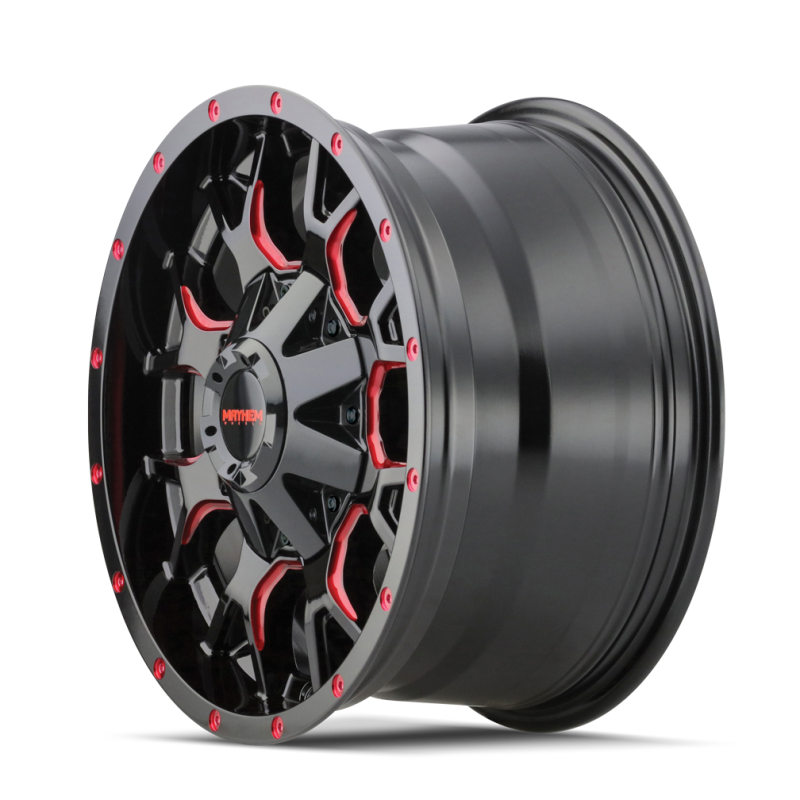 Mayhem 8015 Warrior 20x9 / 6x135 BP / 18mm Offset / 106mm Hub Black w/ Prism Red Wheel