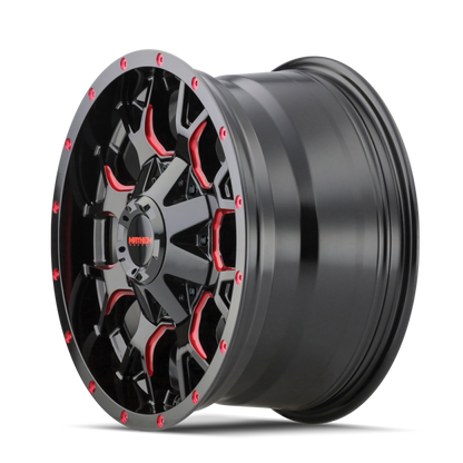 Mayhem 8015 Warrior 18x9 / 5x127 BP / 18mm Offset / 87mm Hub Black w/ Prism Red Wheel