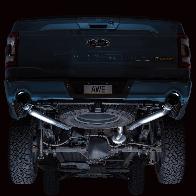 AWE Tuning 2021+ Ford F-150 Tremor (w/ Bumper Cutouts) 0FG Non-Resonated Catback -Diamond Black Tips - Precision R