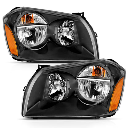 ANZO 2005-2007 Dodge Magnum Crystal Headlight  Black Amber