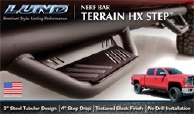 Lund 15-18 Ford F-150 SuperCrew Terrain HX Step Nerf Bars - Black