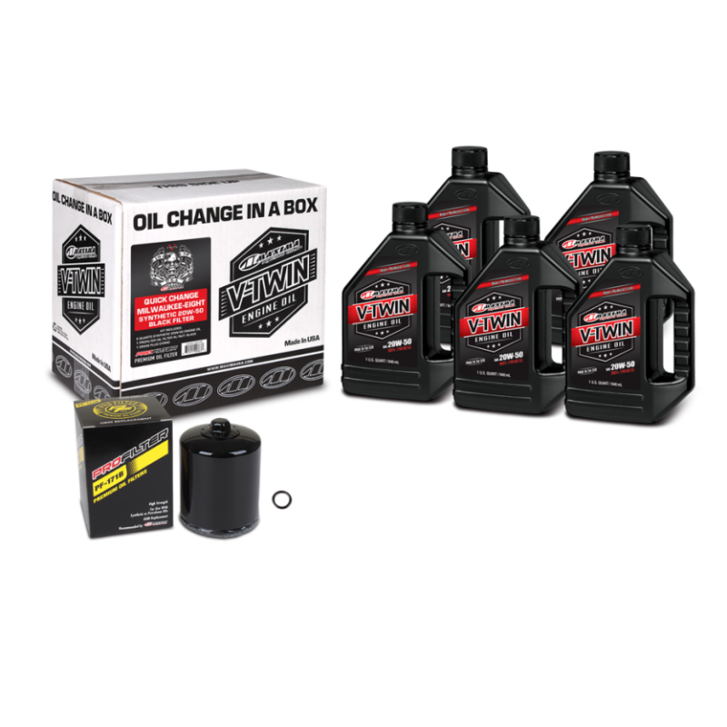 Maxima V-Twin Quick Change Kit Synthetic w/Black Filter Milwaukee-Eight