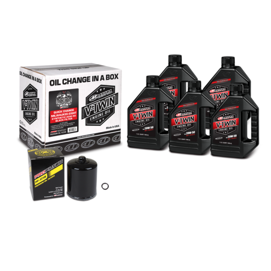 Maxima V-Twin Quick Change Kit Synthetic w/Black Filter Milwaukee-Eight