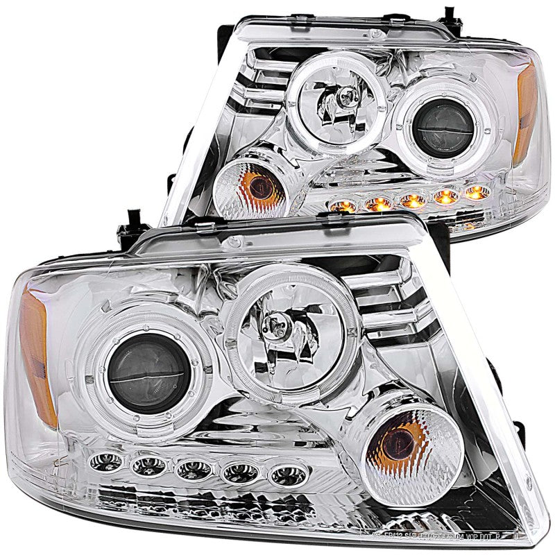 ANZO 2004-2008 Ford F-150 Projector Headlights w/ Halo and LED Chrome G2