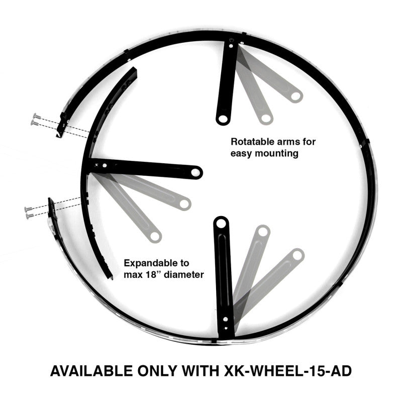 XK Glow Adjustable LED RGB 15In Wheel Ring Light 1pc