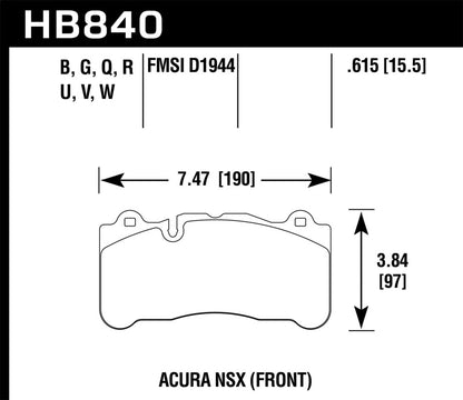 Hawk 2017 Acura NSX DTC-60 Street Front Brake Pads