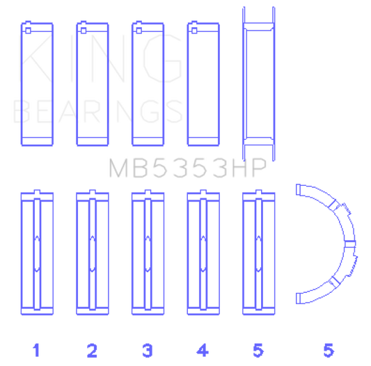 King Ford 281 4.6L SOHC 16V Performance Main Bearing Set - Oversize .026