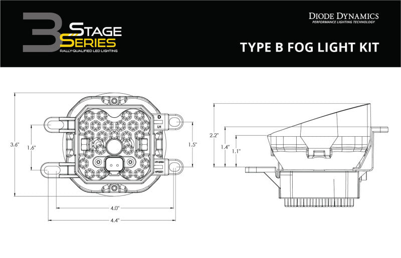 Diode Dynamics SS3 Pro Type B Kit ABL - Yellow SAE Fog