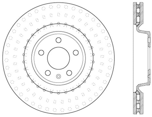 StopTech 12-13 Audi A6 Quattro/11-12 A7 Quattro / 10-13 S4 Front Left Cryo Slotted Rotor