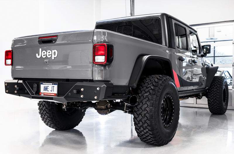 AWE Tuning 20-21 Jeep Gladiator JT 3.6L Tread Edition Cat-Back Dual Exhaust - Diamond Black Tip - Precision R