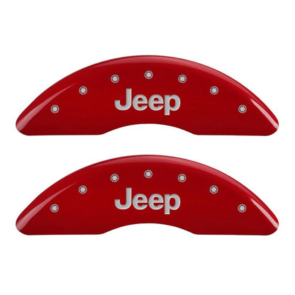 MGP 4 Caliper Covers Engraved Front & Rear JEEP Red finish silver ch