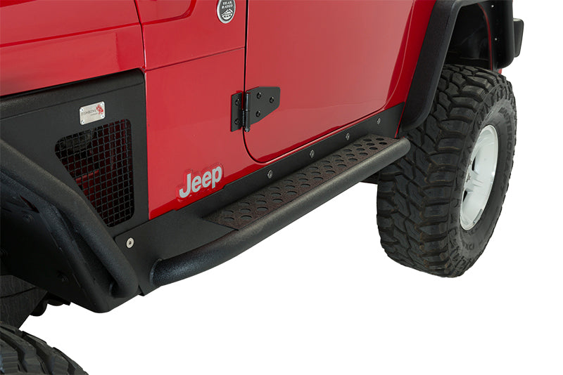 Fishbone Offroad 97-06 Jeep Wrangler TJ Steel Rock Slider - Black Textured Powdercoat